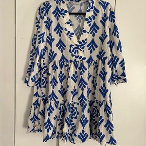 Zara Blue and White Patterned Dress